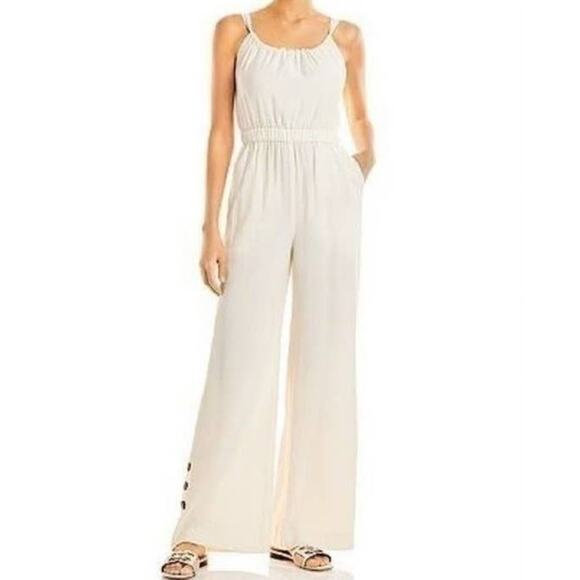 Jonathan Simkhai Serenity White Rayon/Nylon Halter Jumpsuit Size Small - Picture 4 of 13